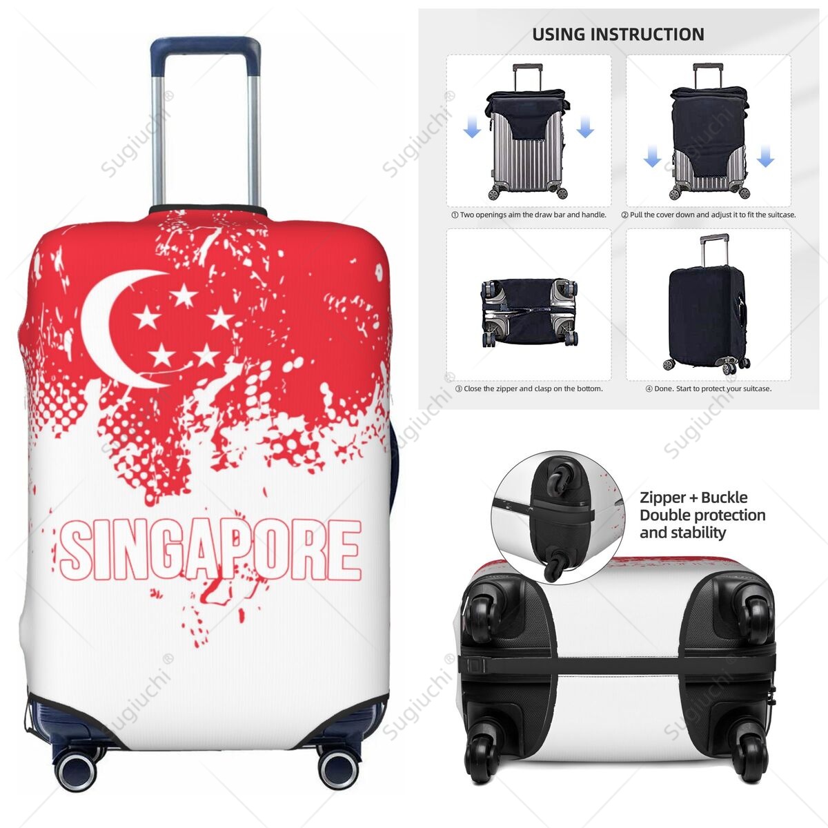 Travel Accessories Singapore - Чехол для багажа с флагом Сингапура,